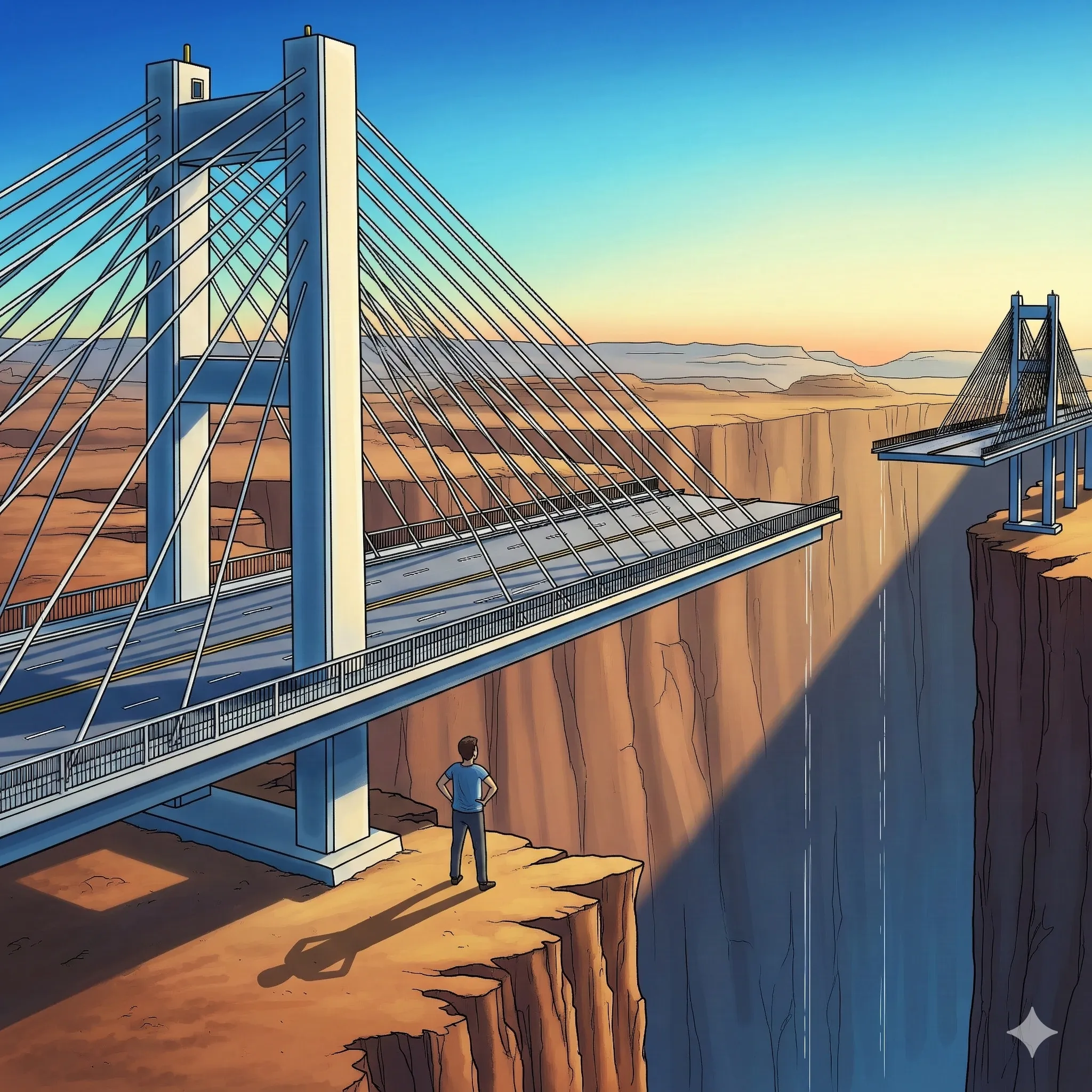 A bridge with the middle missing